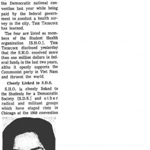 “1968 rioters in city aided by U.S. Pay,” Chicago Tribune December 8, 1969
