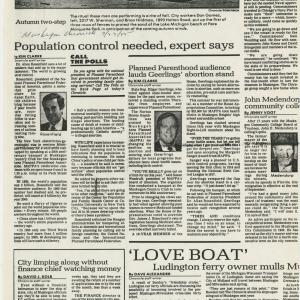 “Population control needed,” press clipping, Michigan Chronicle September 27, 1985