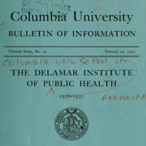 Columbia University bulletin of information cover, 1930