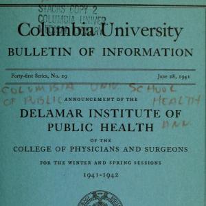 Columbia University bulletin of information cover, 1941