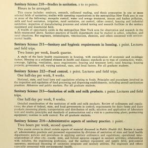 1952/53 Sanitary Science course descriptions, Columbia University bulletin of information: School of Public Health