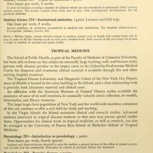 1952/53 Sanitary Science course descriptions, Columbia University bulletin of information: School of Public Health