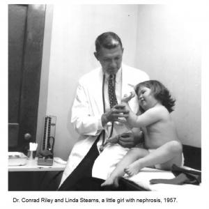 Dr. Riley and Linda Stearns, a little girl with nephrosis, 1957