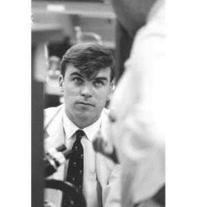 A student in Clinical Pathology on the 14th floor of P&S, 1968