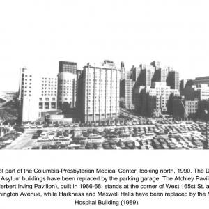 view of part of the Columbia-Presbyterian Medical Center, looking north, 1990