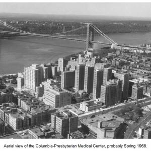 Aerial view of the Columbia-Presbyterian Medical Center, probably Spring 1968