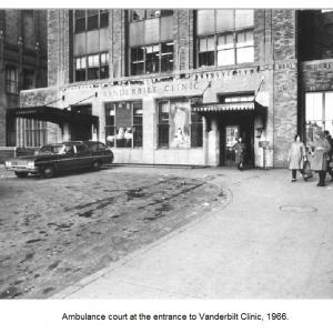 Ambulance court at the entrance to Vanderbilt Clinic, 1966