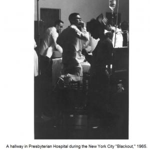 The hallway in Presbyterian Hospital during the New York City blackout, 1965