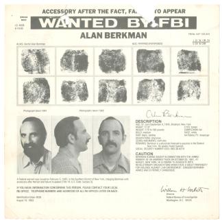 FBI notice for Alan Berkman, 1983