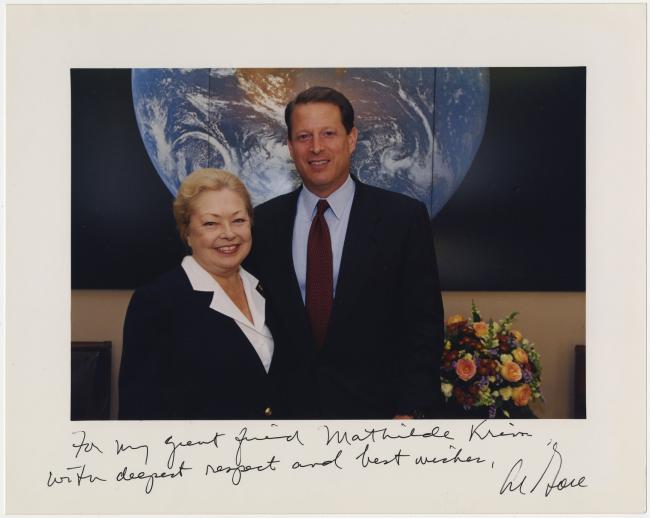 Photograph of Vice President Al Gore with Mathilde Krim June 17, 1988