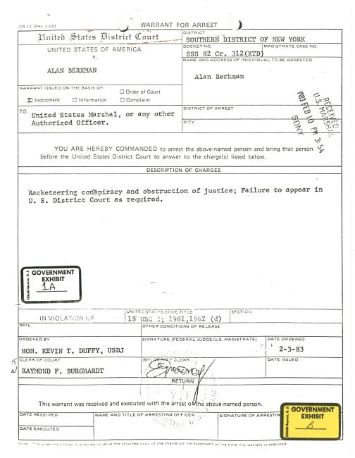 Berkman’s 1983 Arrest Warrant later submitted as evidence at two instances